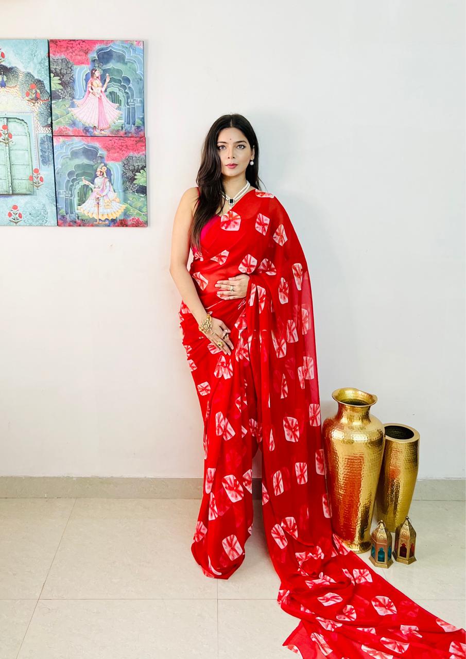 DF161 Bandhini Printed Soft Georgette Sarees Wholesale Market In Surat